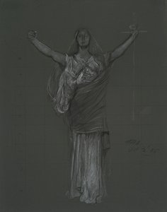 Studie pro alegorickou postavu zákona, rondel v rotundě budovy státního kapitolu v Pensylvánii, Harrisburg, 1902-1911 od Edwin Austin Abbey