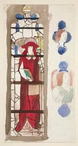 Studie pro neidentifikované vitráže zobrazující kardinála (?) od Edwin Austin Abbey
