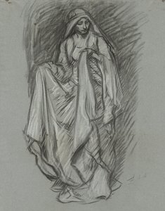 Studie pro zahalenou ženu, figurální studie pro The Quest of the Holy Grail (série 15 obrazů pro Boston Public Library, dokončena v roce 1901) od Edwin Austin Abbey