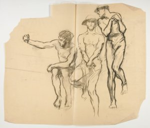 Studie pro kovárnu Vulkánu; Tři horníci – oceláři od Edwin Austin Abbey