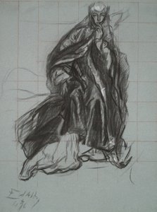 Studie pro královnu, z The Play Scene, Hamlet, dějství 3, scéna 2 od Edwin Austin Abbey