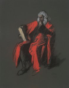 Studie na postavu hlavního soudce Thomase McKeana, v od Edwin Austin Abbey
