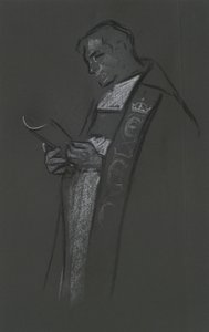 Studie biskupa pro korunovaci Edwarda VII od Edwin Austin Abbey