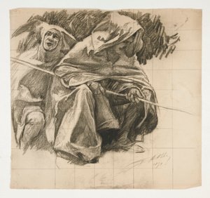 Studie The Fisher King, z The Quest of the Holy Grail (série patnácti obrazů pro Boston Public Library, dokončena v roce 1901) od Edwin Austin Abbey
