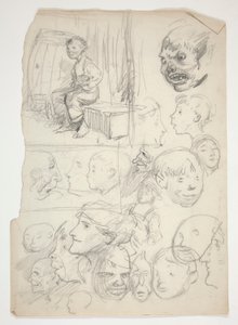 Studium chlapce, studium tváří od Edwin Austin Abbey