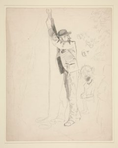 Studie muže zvonícího na zvon; čmáranice EAA od Edwin Austin Abbey
