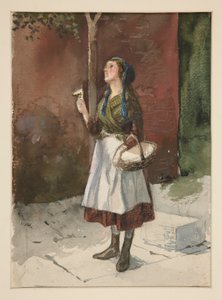 Studie mladé dívky v zahradě od Edwin Austin Abbey