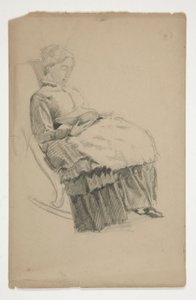 Studie starší ženy v houpacím křesle, čtení od Edwin Austin Abbey