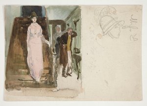Studie interiéru: pár se připravuje na večerní odchod od Edwin Austin Abbey