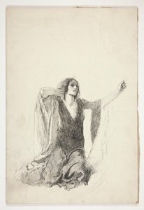 Studie klečící ženy, pravděpodobně studie pro Julii ve scéně hrobky, od Edwin Austin Abbey