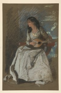 Studie dámy hrající na mandolínu od Edwin Austin Abbey