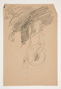 Studie ženy v kostýmu XVIII století držící klobouk od Edwin Austin Abbey