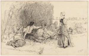 Ženci, ilustrace k „Kožené láhvi“ od Edwin Austin Abbey