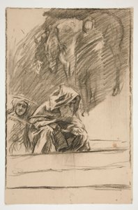 Tři postavy a koně: studie pro od Edwin Austin Abbey