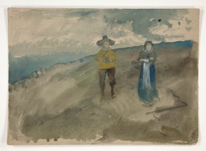 Dvě postavy v krajině (recto); Studium člověka od Edwin Austin Abbey