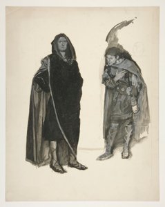 Dva muži v pláštích, skica k neidentifikované Shakespearově hře od Edwin Austin Abbey
