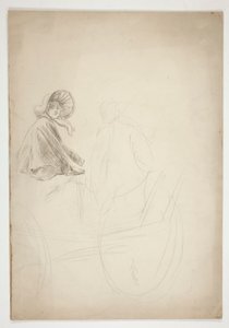 Dvě postavy sedící na vozíku - (neidentifikovaný obrázek) od Edwin Austin Abbey