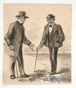 Dva muži konverzující na pobřeží - neidentifikovaný obrázek od Edwin Austin Abbey