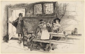 „Will ji přinesl víno“, ilustrace k „Phillada Flouts Me“ od Edwin Austin Abbey