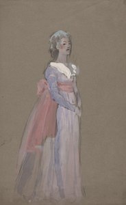 Žena v empírových šatech - kostýmní studie pro La Toscu od Edwin Austin Abbey