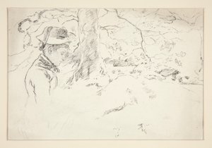 Žena sedící v zahradě - neidentifikovaný obrázek od Edwin Austin Abbey
