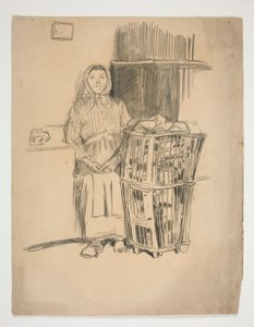 Žena s košem na prádlo (?) - neidentifikovaný obrázek od Edwin Austin Abbey