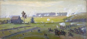 Americká občanská válka 1861-1865: Bitva u Gettysburgu 1.-3. července 1863, která ukončila Leeovu invazi na sever. Největší americké ztráty než v kterékoli jiné válce. Olej