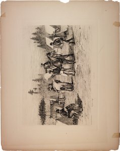 Noviny v táboře, 1876 od Edwin Austin Forbes