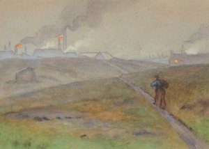 Varianta Černé země, krajina (akvarel na papíře) od Edwin Butler Bayliss