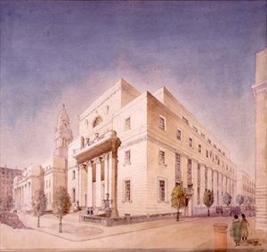 Elevation of the Public Library, Marylebone Road, Londýn od Edwin Cooper