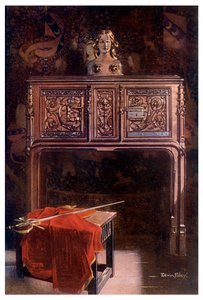 Vyřezávaný dub Lous XII dressoir, 1910. od Edwin Foley