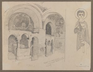 Raně křesťanský (koptský) klášter v Esně, 1. března 1887 (grafit na papíře)