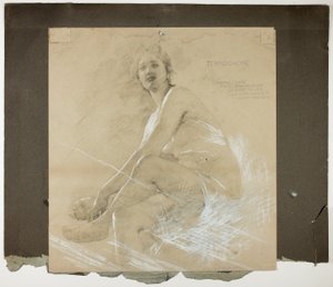 Terpsichore (recto) a Tančící ženská postava (verso), Studie nástěnných maleb pro strop přijímacího pokoje, Rezidence Collise P. Huntingtona, nyní galerie umění Yale University