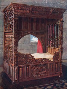 Vyřezávaná dubová postel Jeanne D