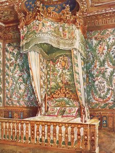 Pozlacená státní postel královny Marie Antoinetty