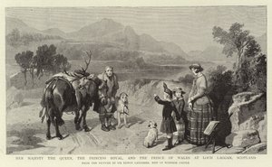 Její Veličenstvo královna, královská princezna a princ z Walesu u jezera Loch Laggan ve Skotsku od Edwin Landseer