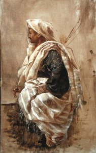 Sedící Arab (olej na plátně) od Edwin Lord Weeks