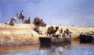 Nalodění velbloudů na pláži v Sale, Maroko, 1880 od Edwin Lord Weeks