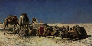 Velbloudi vedle cisterny od Edwin Lord Weeks