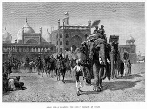 Shah Jehan opouští Velkou mešitu v Dillí, c19. století. od Edwin Lord Weeks