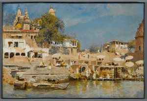 Chrámy a koupací ghát v Benares, 1883-85 od Edwin Lord Weeks