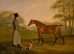 Kůň v krajině se ženichem, David, Bennet, kolem 1805 (olej na plátně)