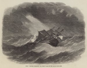 HMS Princess Charlotte v těžké vichřici u Mysu Dobré naděje