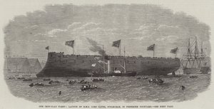 Naše železná flotila, start lodi HMS Lord Clyde, Steam-Ram, v Pembroke Dockyard od Edwin Weedon