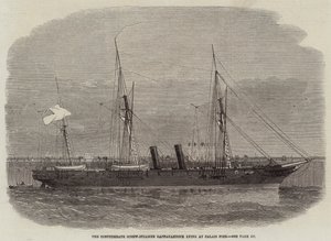 Konfederační šroubový parník Rappahannock ležící na molu v Calais