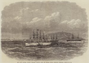 The Great Eastern opouští portlandský přístav s britským indickým ponorkovým telegrafním kabelem