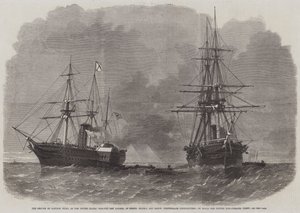 Zabavení americké válečné lodi San Jacinto kapitánem Wilksem, komisařů Konfederace Messers Slidell a Mason na palubě British Mail-Steamer Trent od Edwin Weedon