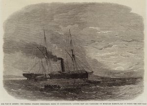 Válka v Americe, federální parník Chesapeake, zajatý Konfederacemi, vylodění posádky a cestujících u Musquash Harbour, Bay of Fundy