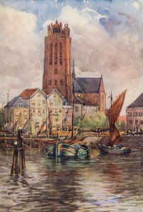 Rýn: Groote Kerk, Dordrecht (barevná litografie) od Effie Jardine