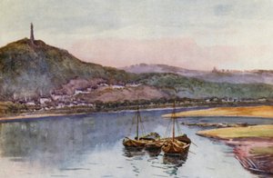 Rýn: Rýna: Mosela u Trevíru, Treves (barevná litografie) od Effie Jardine